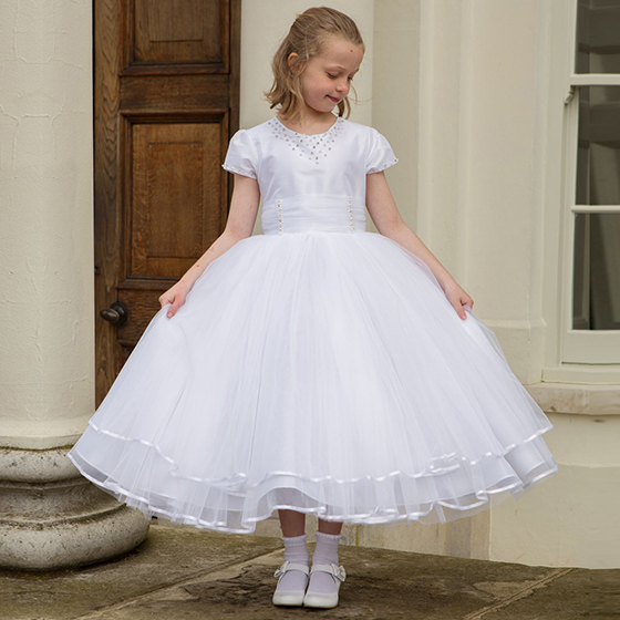 Ballerina length hot sale communion dresses